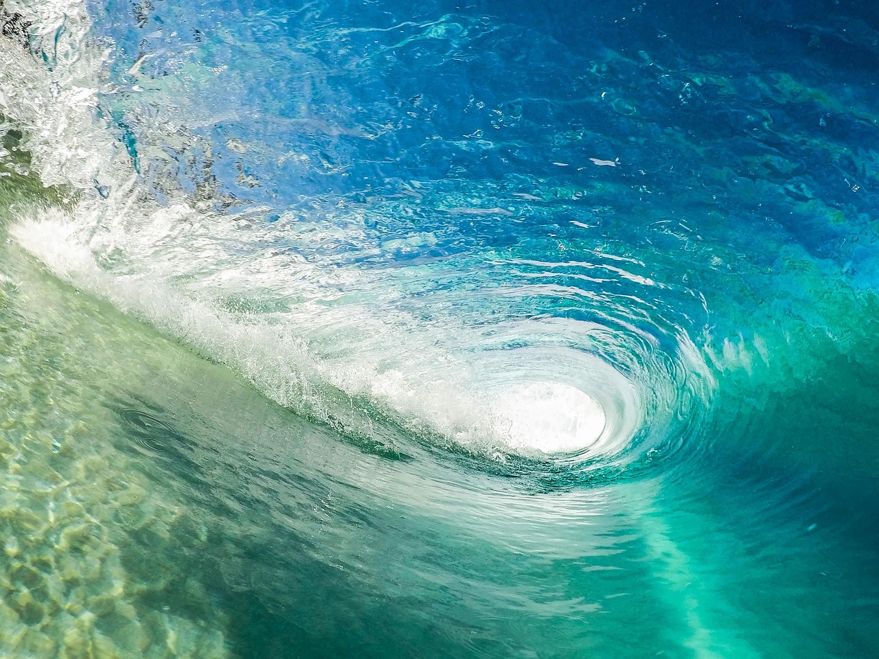 beach, wave, ocean, outdoors, nature, sea, splash, surf, turquoise, water, whirlpool, tunnel, inside, dynamics, zoom background